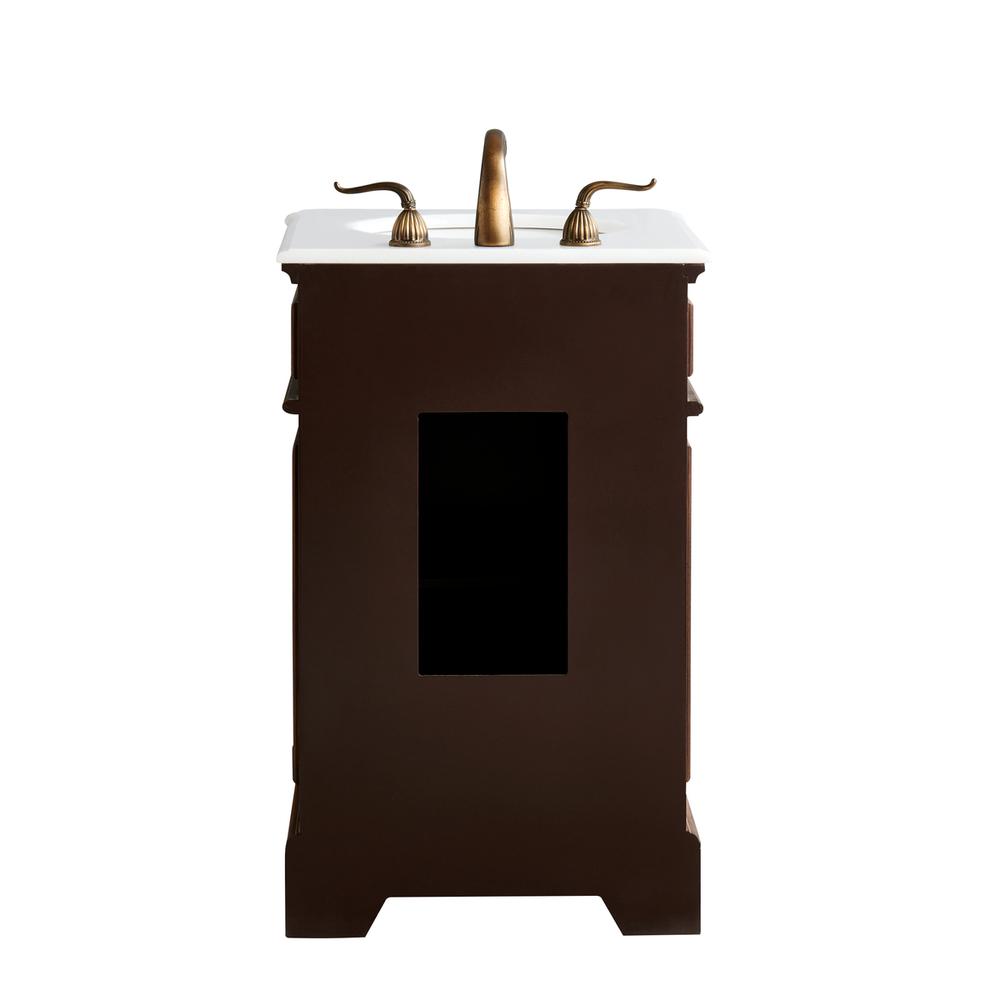 21 inch Single Bathroom vanity in Teak with ivory white engineered marble. Picture 7