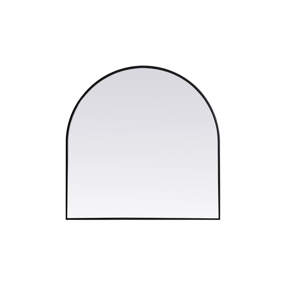 Metal Frame Arch Mirror 36x36 Inch in Black. Picture 1