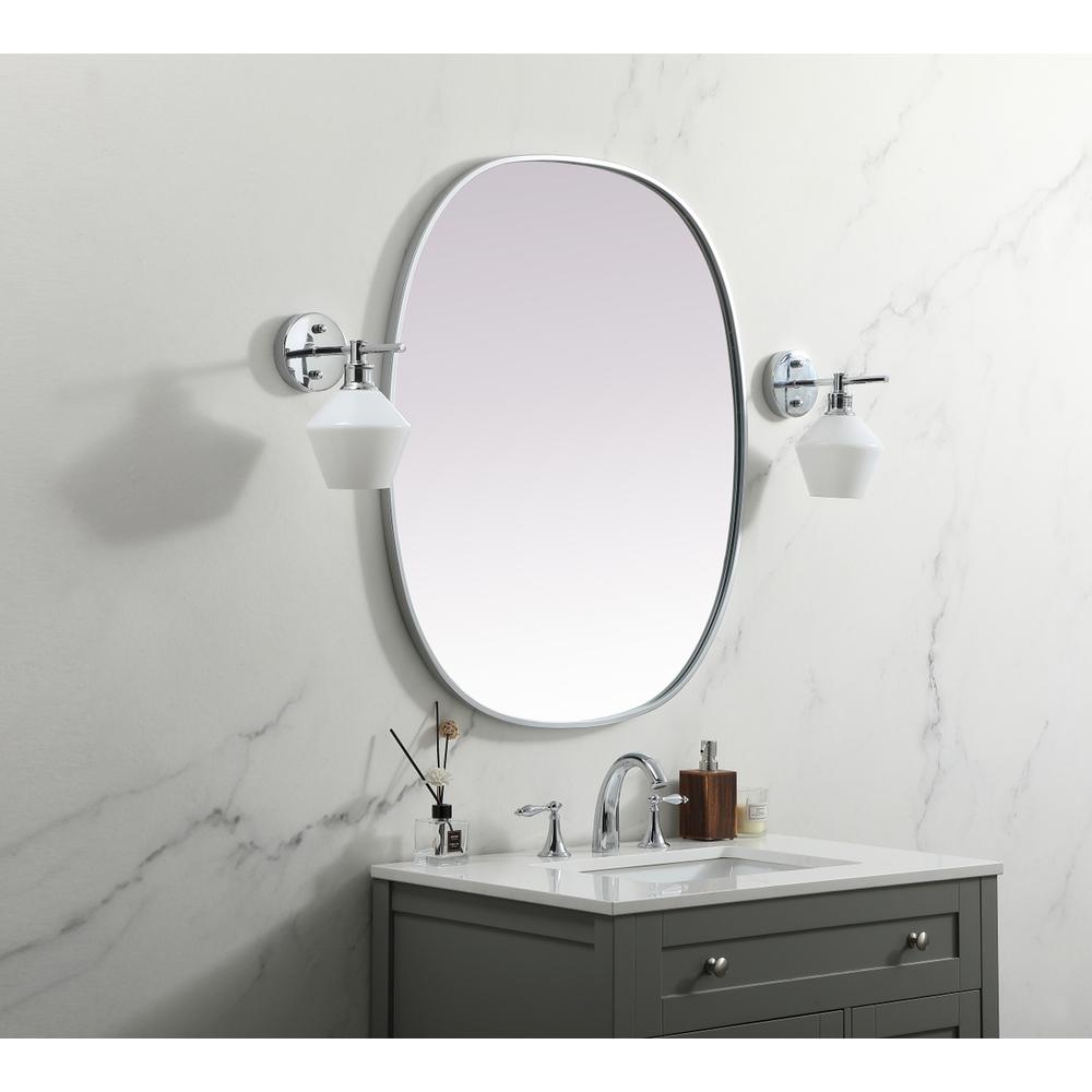 Metal Frame Oval Mirror 30x36 Inch in Silver. Picture 2