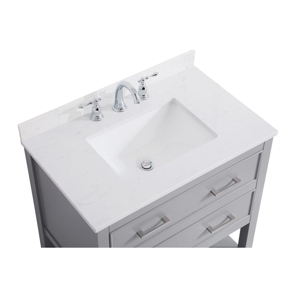 30 inch Single Bathroom Vanity in Grey with Backsplash. Picture 10
