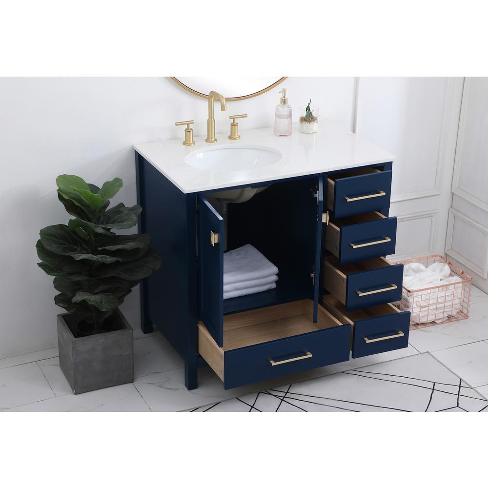 36 inch Single Bathroom Vanity in Blue. Picture 3