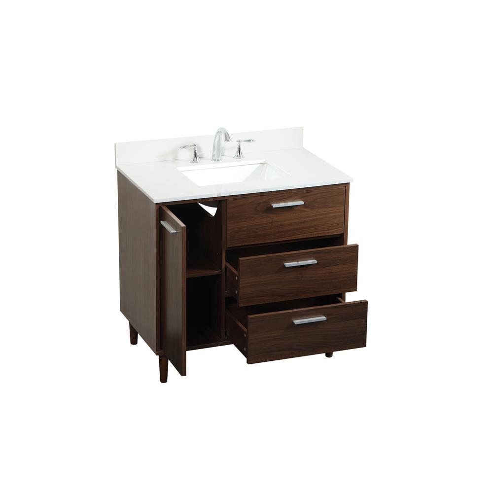 36 inch bathroom vanity in Walnut with backsplash. Picture 9