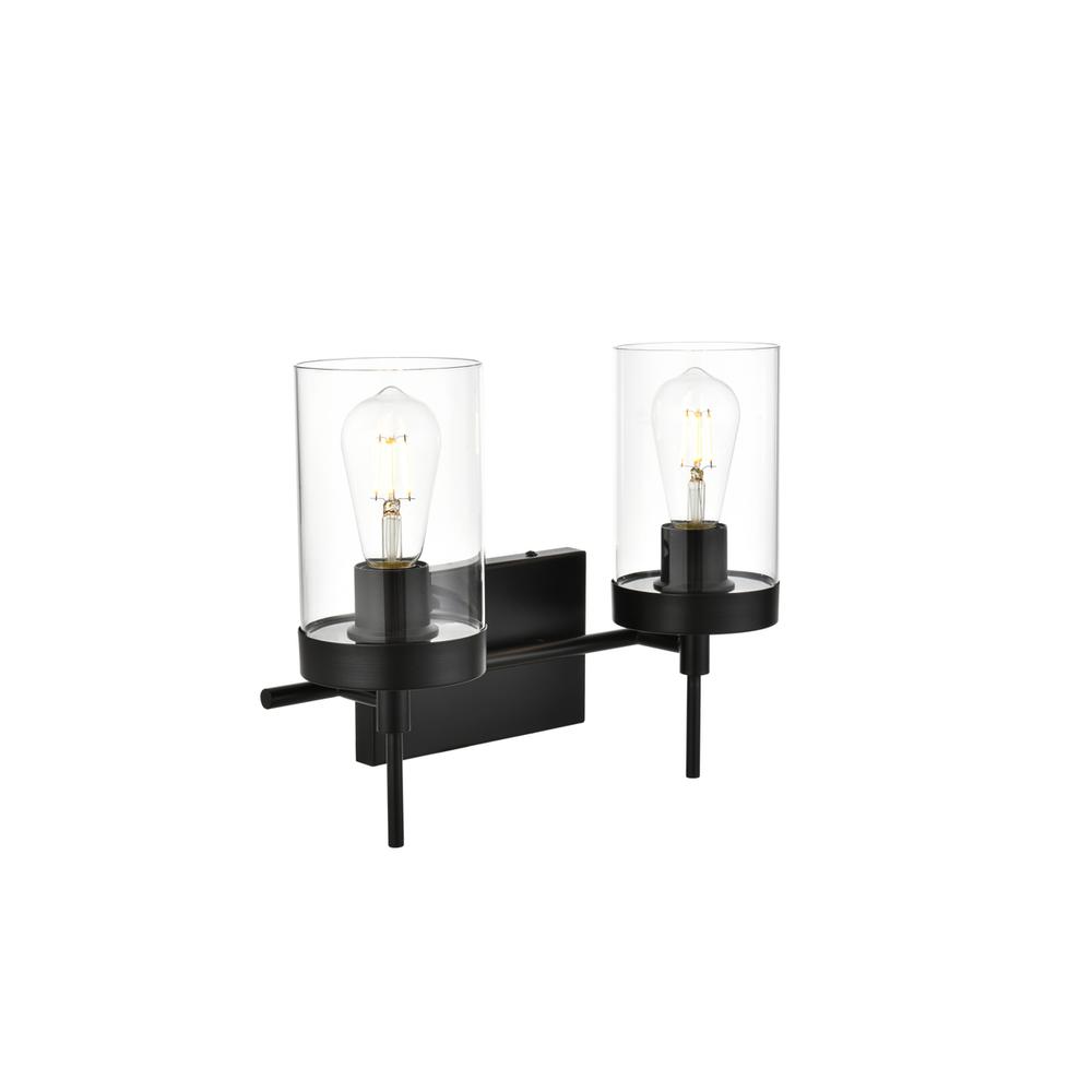 Benny 2 light Black and Clear Bath Sconce. Picture 3