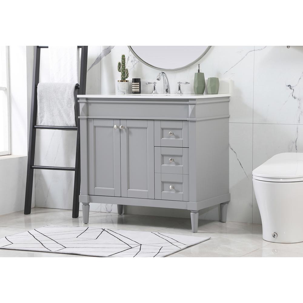 36 inch Single bathroom vanity in grey with backsplash. Picture 2
