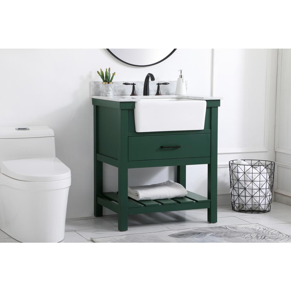 30 inch Single bathroom vanity in green with backsplash. Picture 2