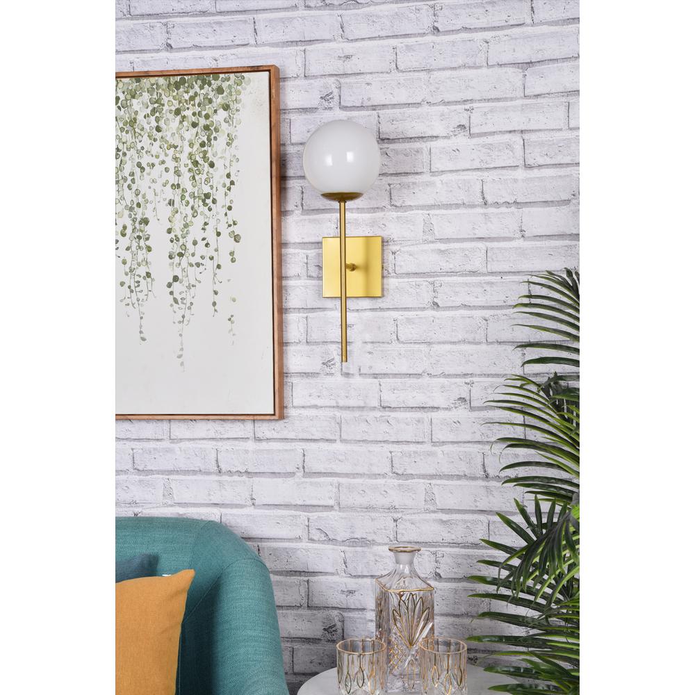 Neri 1 light brass and white glass wall sconce. Picture 7