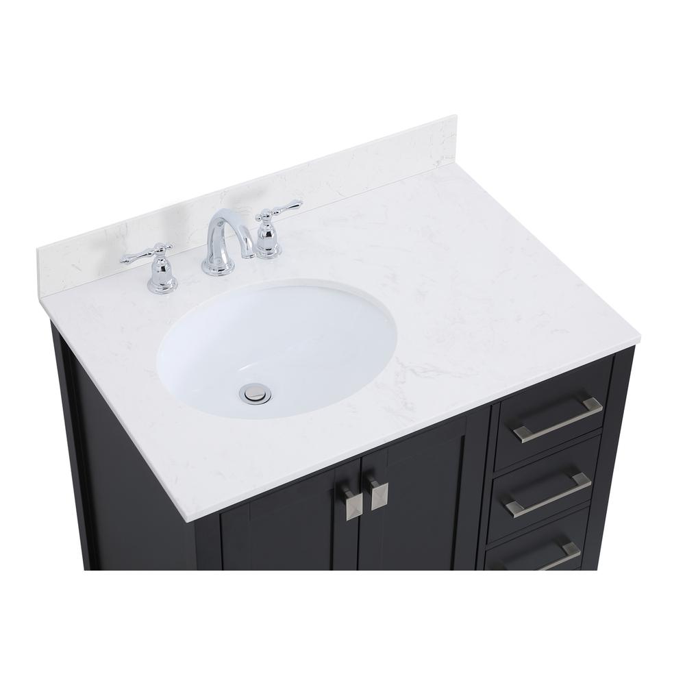 32 inch Single Bathroom Vanity in Black with Backsplash. Picture 10