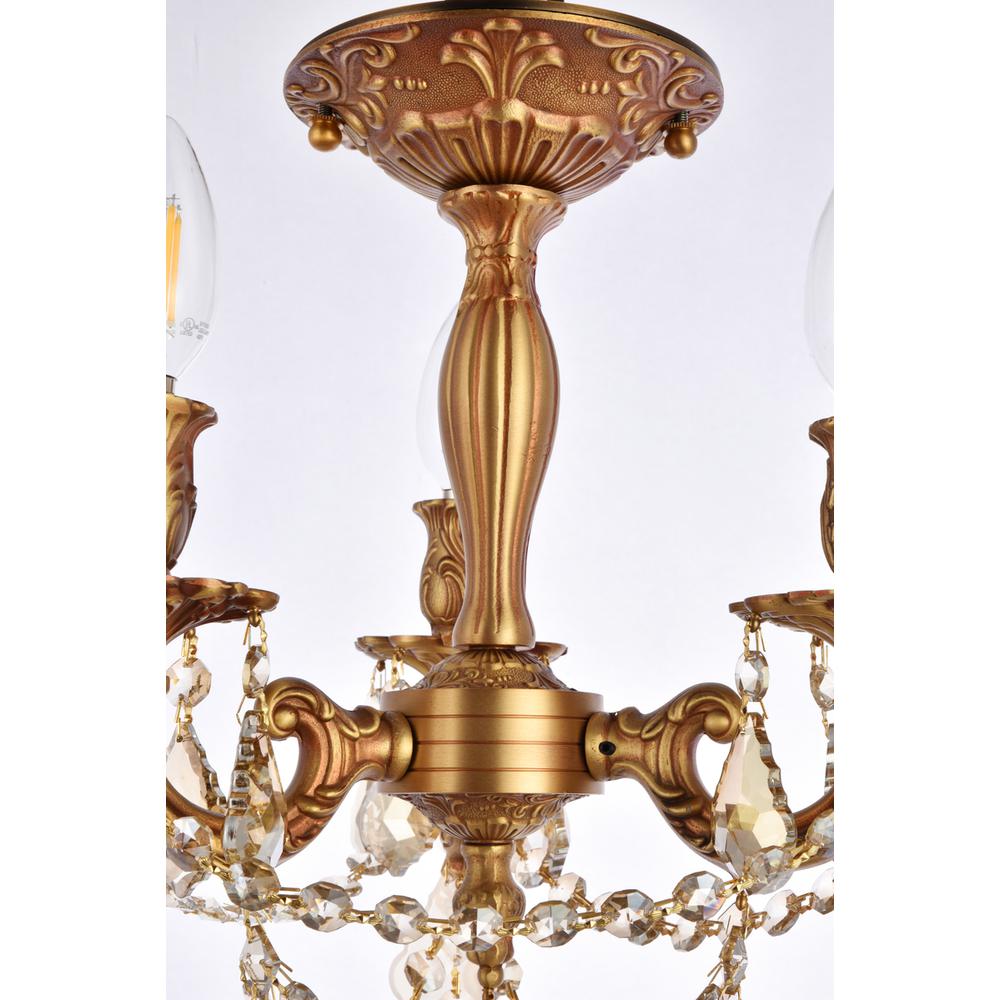 Rosalia 3 light French Gold Flush Mount Golden Teak (Smoky) Royal Cut Crystal. Picture 4