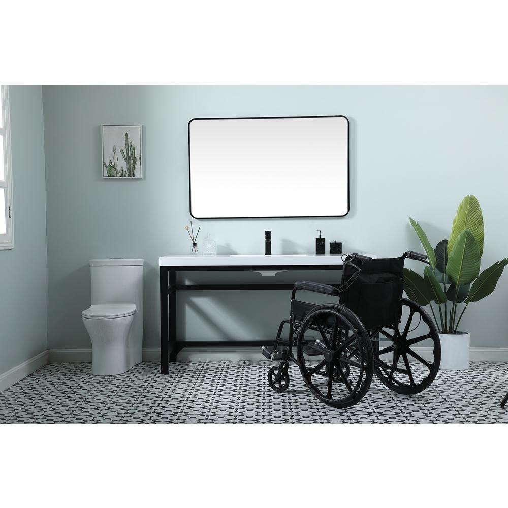 60 Inch ADA Compliant SIngle Bathroom Metal Vanity In Black. Picture 4
