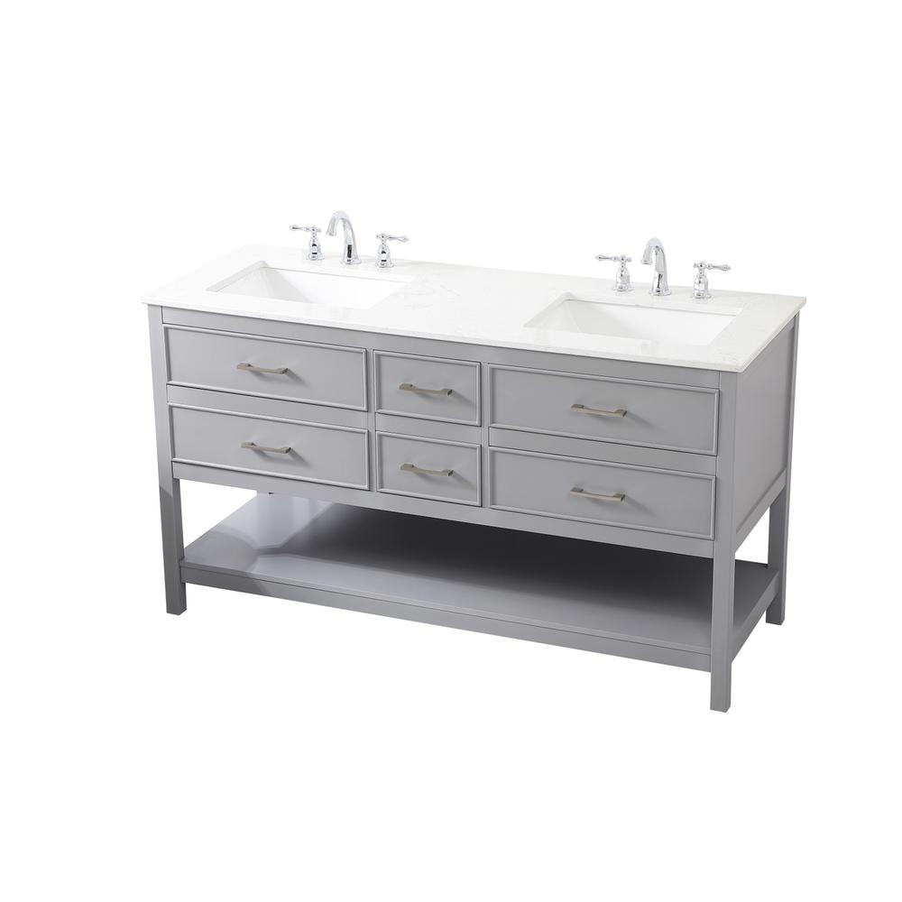 60 inch double bathroom vanity in gray. Picture 8