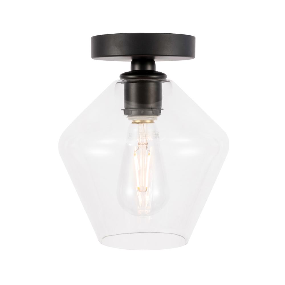 Gene 1 light Black and Clear glass Flush mount. Picture 1