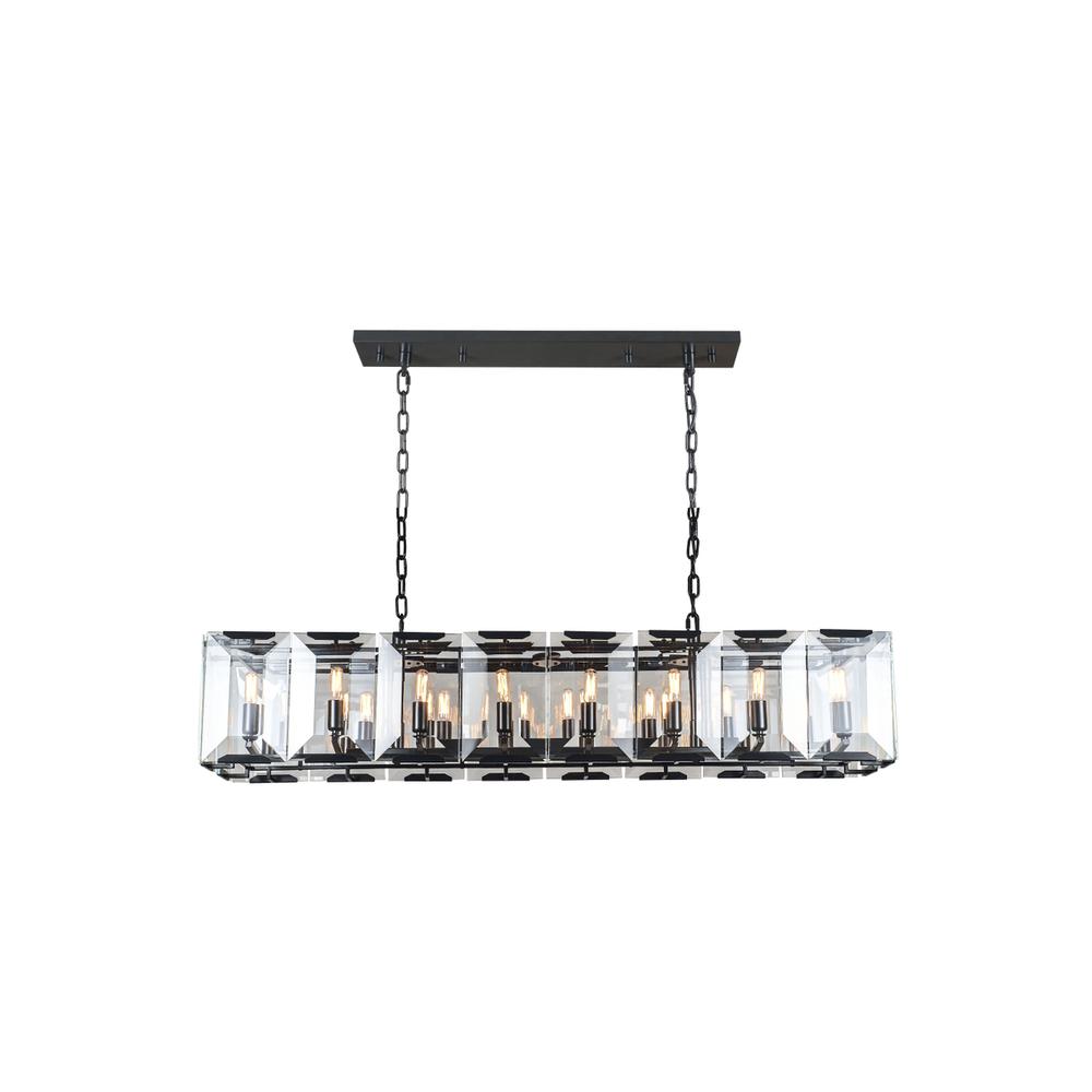 Monaco 16 light Flat Black (Matte) Chandelier Clear Glass Crystal. Picture 1