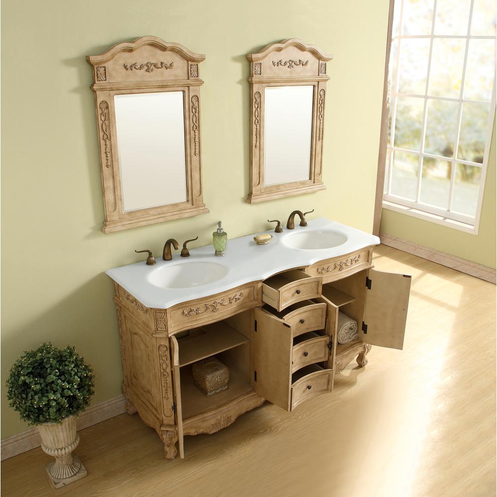 60 inch Double Bathroom vanity in Antique Beige. Picture 11