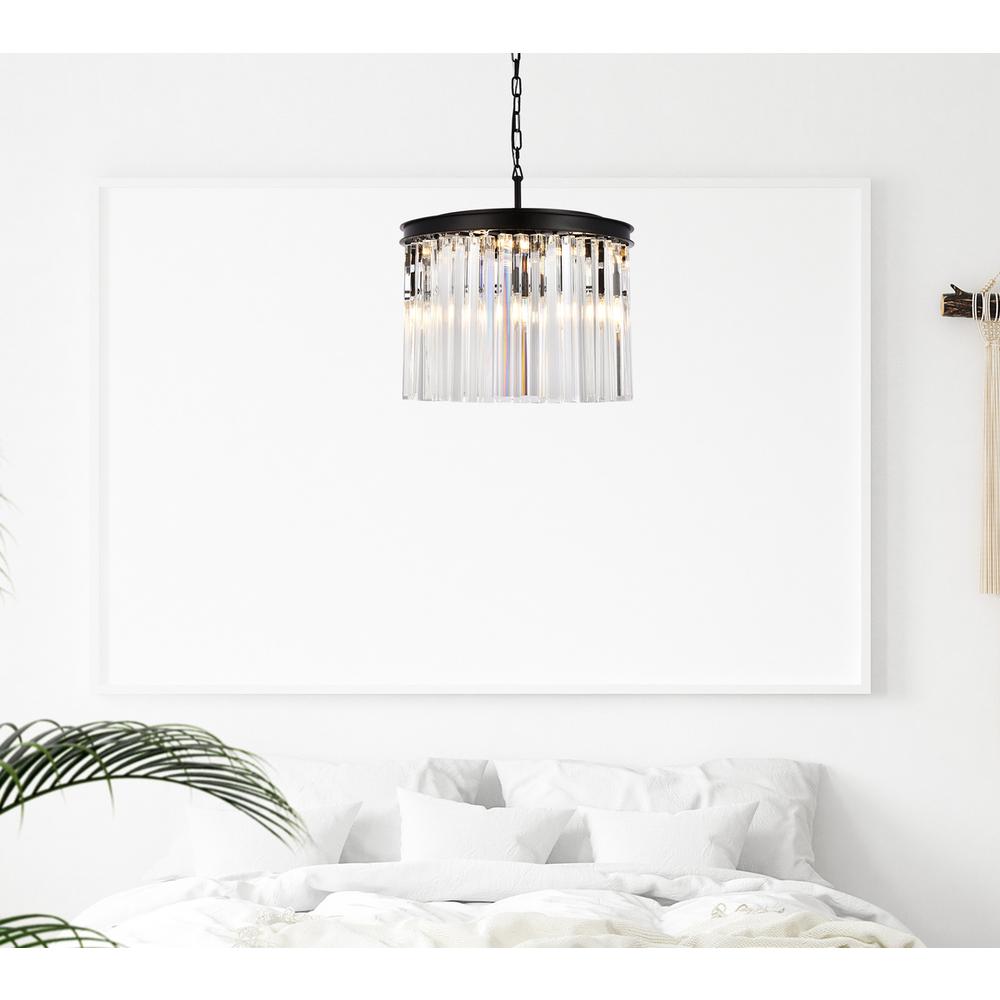 Sydney 6 light Matte Black Pendant Clear Royal Cut Crystal. Picture 8