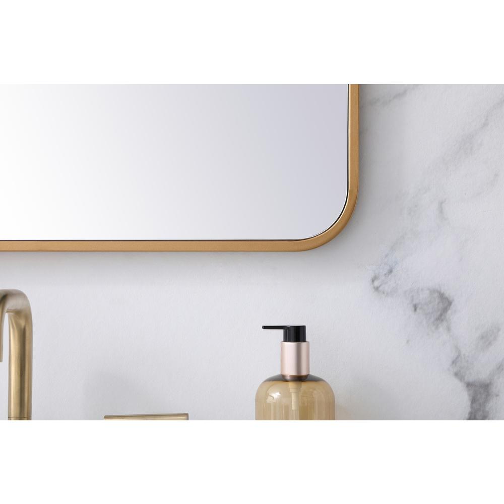 Soft corner metal rectangular mirror 24x32 inch in Brass. Picture 3