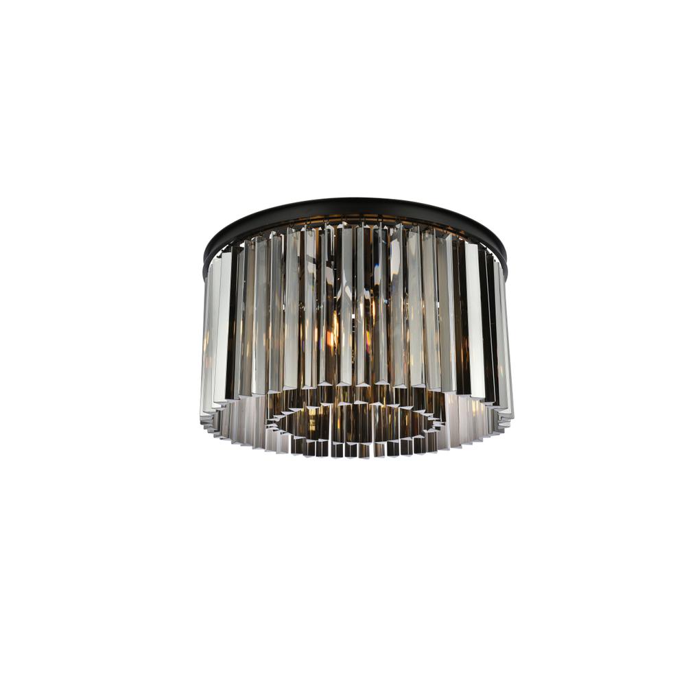 Sydney 8 light Matte Black Flush Mount Silver Shade (Grey) Royal Cut Crystal. Picture 2