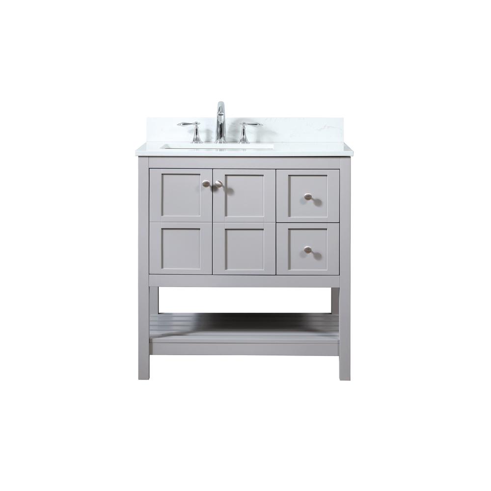 32 inch Single bathroom vanity in grey with backsplash. Picture 1