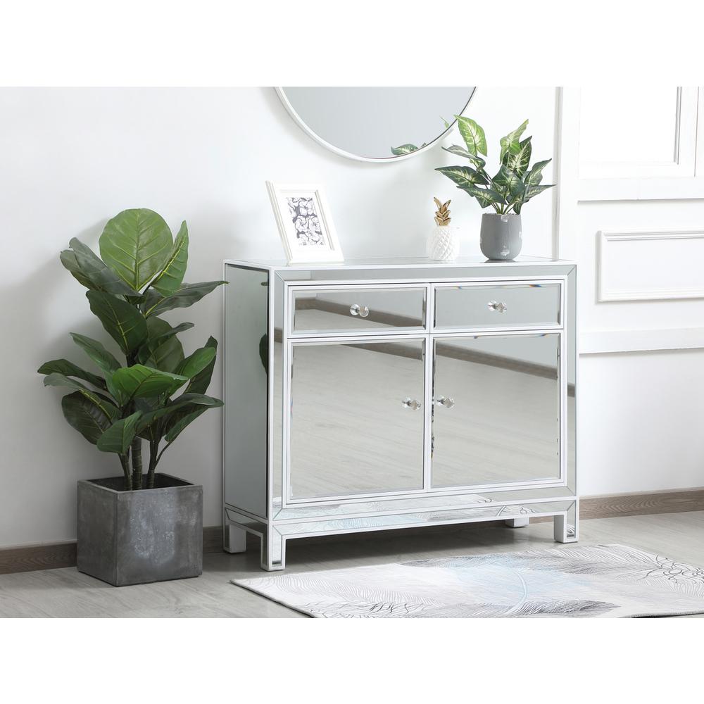 38 inch mirrored end table in white. Picture 2