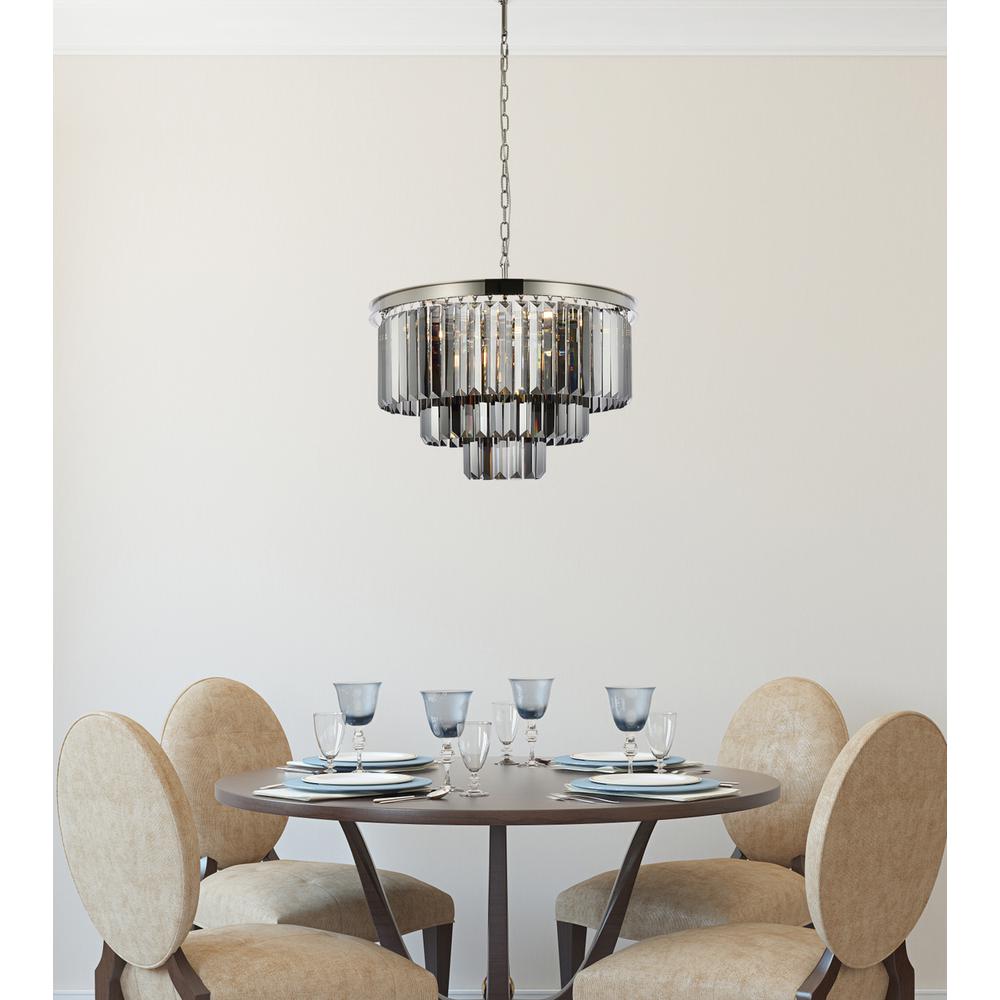 Sydney 9 light polished nickel Chandelier Silver Shade (Grey) Royal Cut Crystal. Picture 8