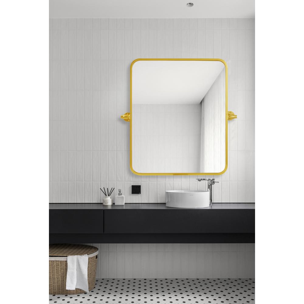 Soft Corner Pivot Mirror 20X24 Inch In Gold. Picture 9
