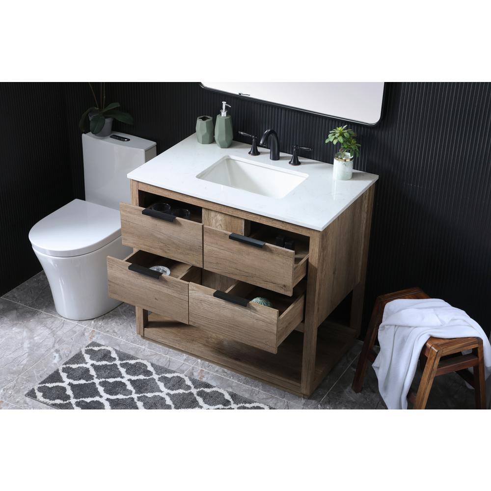 36 Inch SIngle Bathroom Vanity In Natural Oak. Picture 3