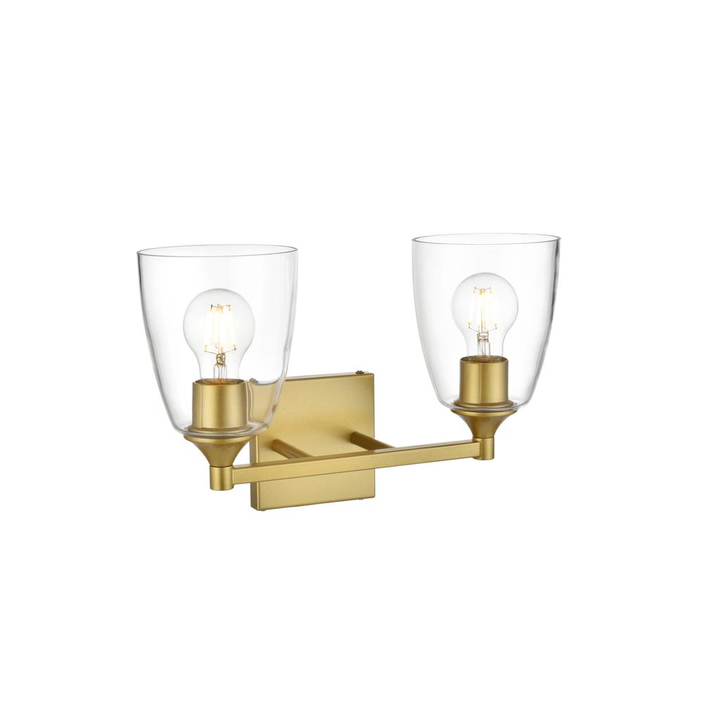 Gianni 2 light Brass and Clear Bath Sconce. Picture 3