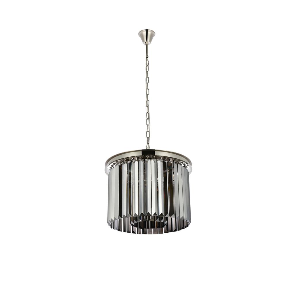 Sydney 6 light polished nickel Pendant Silver Shade (Grey) Royal Cut Crystal. Picture 6