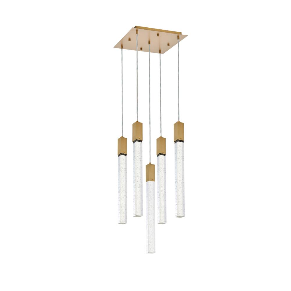 Weston 5 lights pendant in satin gold. Picture 6