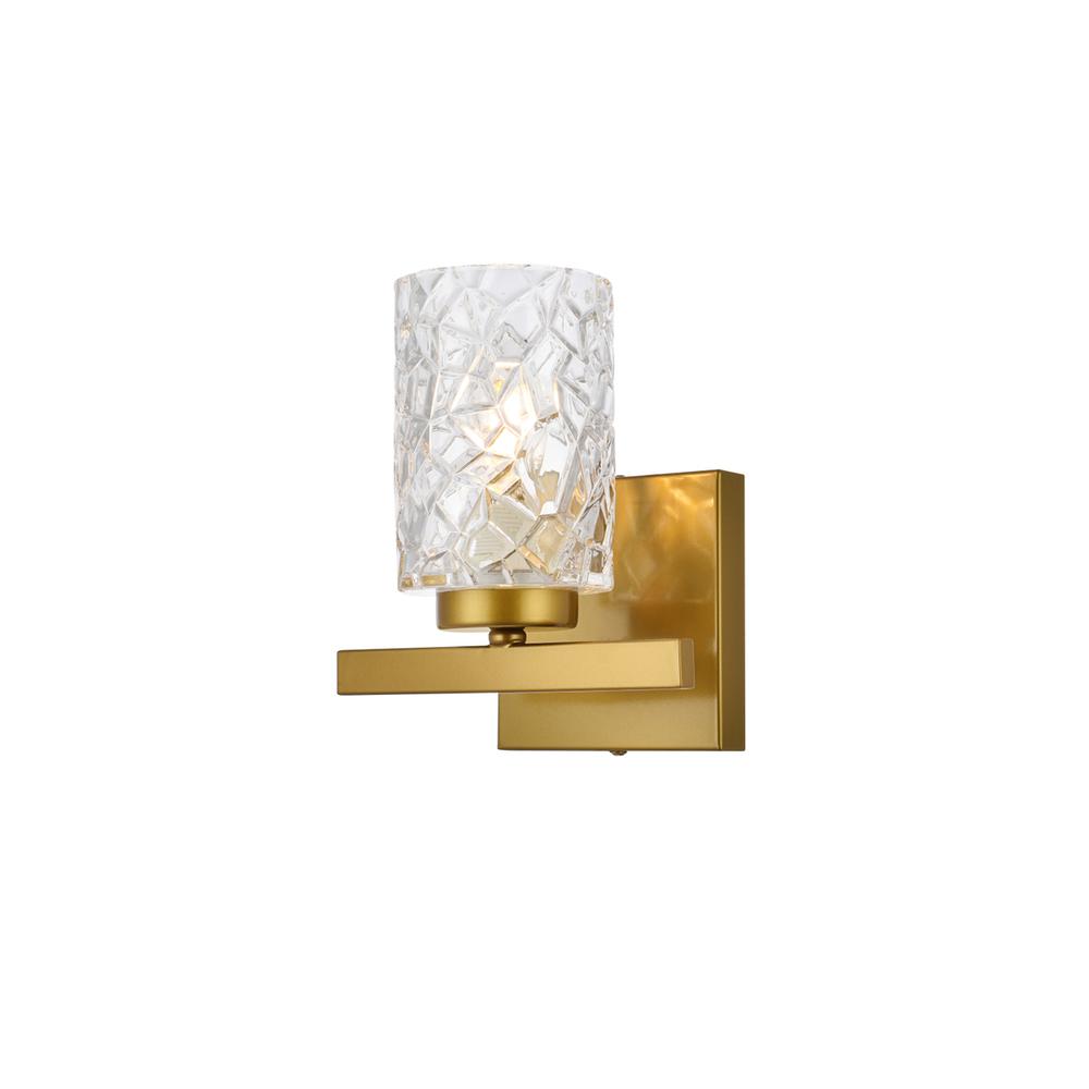 Cassie 1 light bath sconce in brass with clear shade. Picture 2