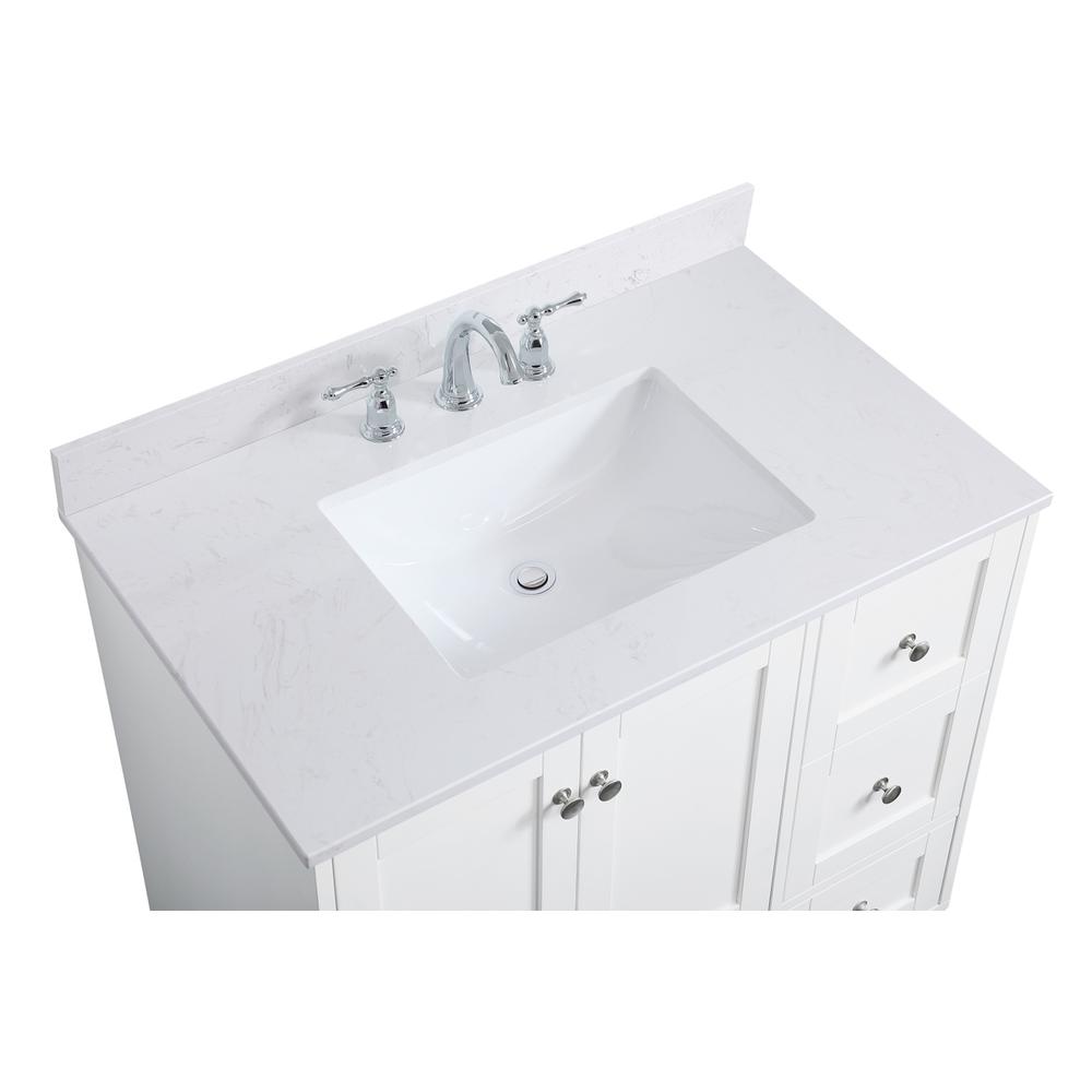 36 inch Single Bathroom Vanity in White with Backsplash. Picture 11