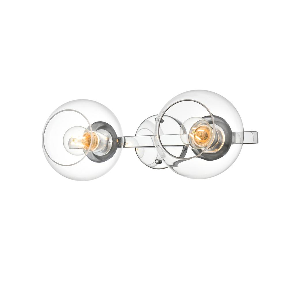 Rogelio 2 light Chrome and Clear Bath Sconce. Picture 2