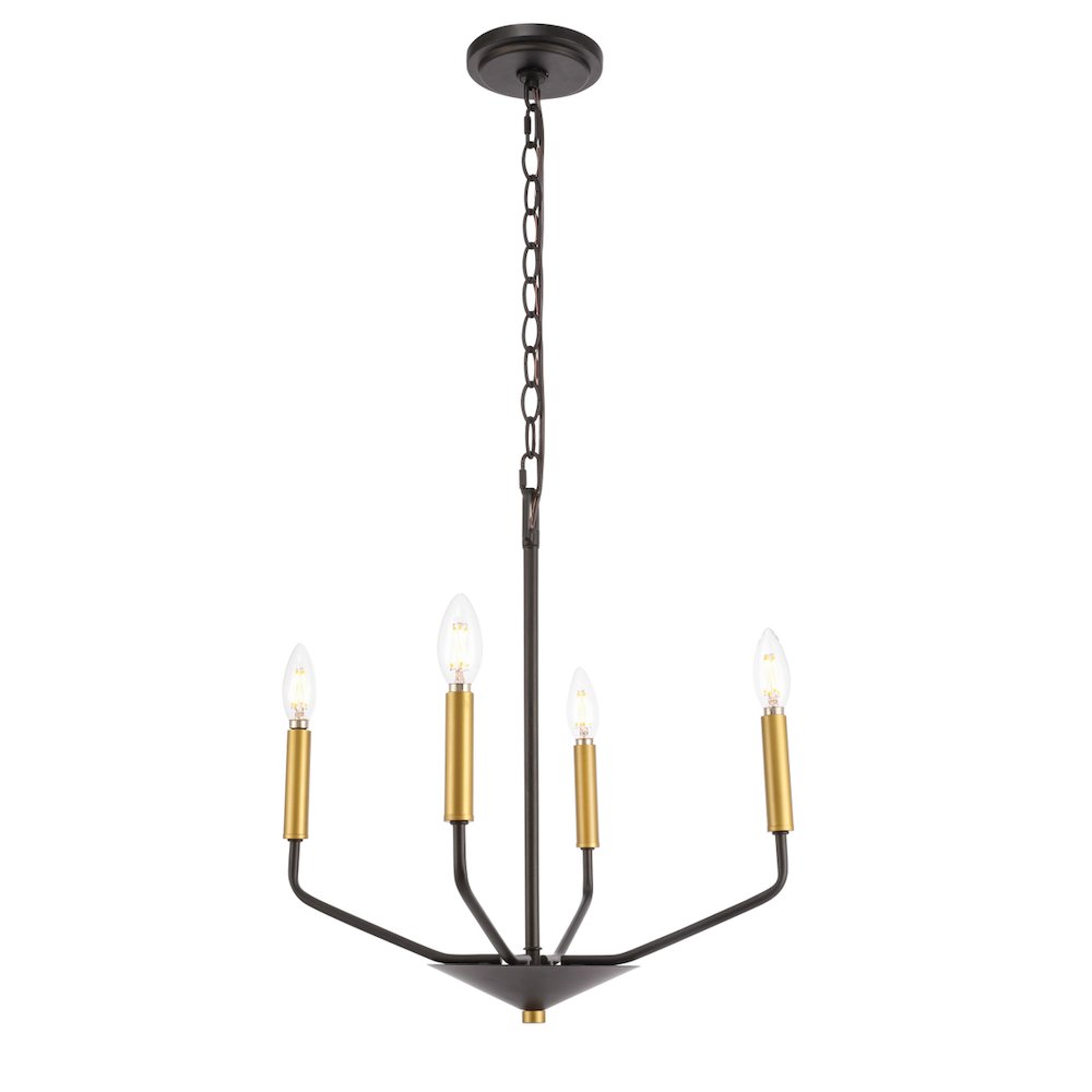 Enzo 4 Light Black And Brass Pendant. Picture 1