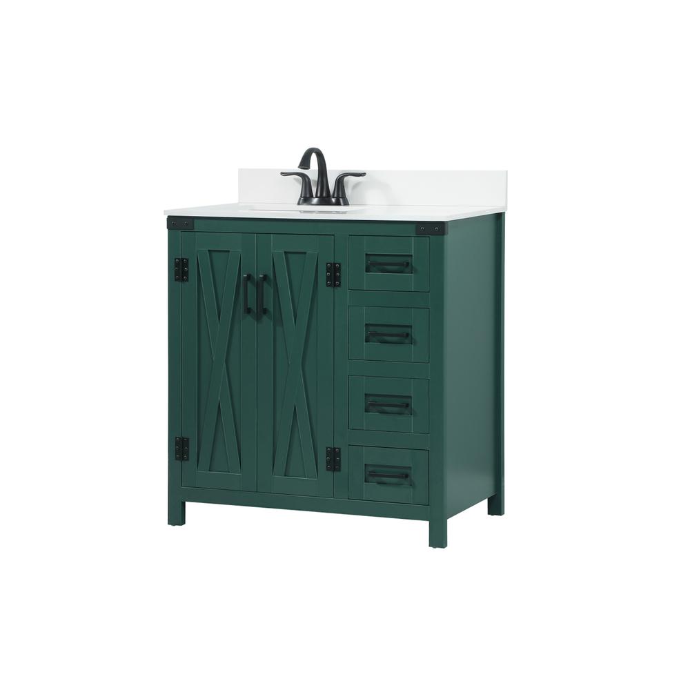 32 inch Single bathroom vanity in green with backsplash. Picture 7