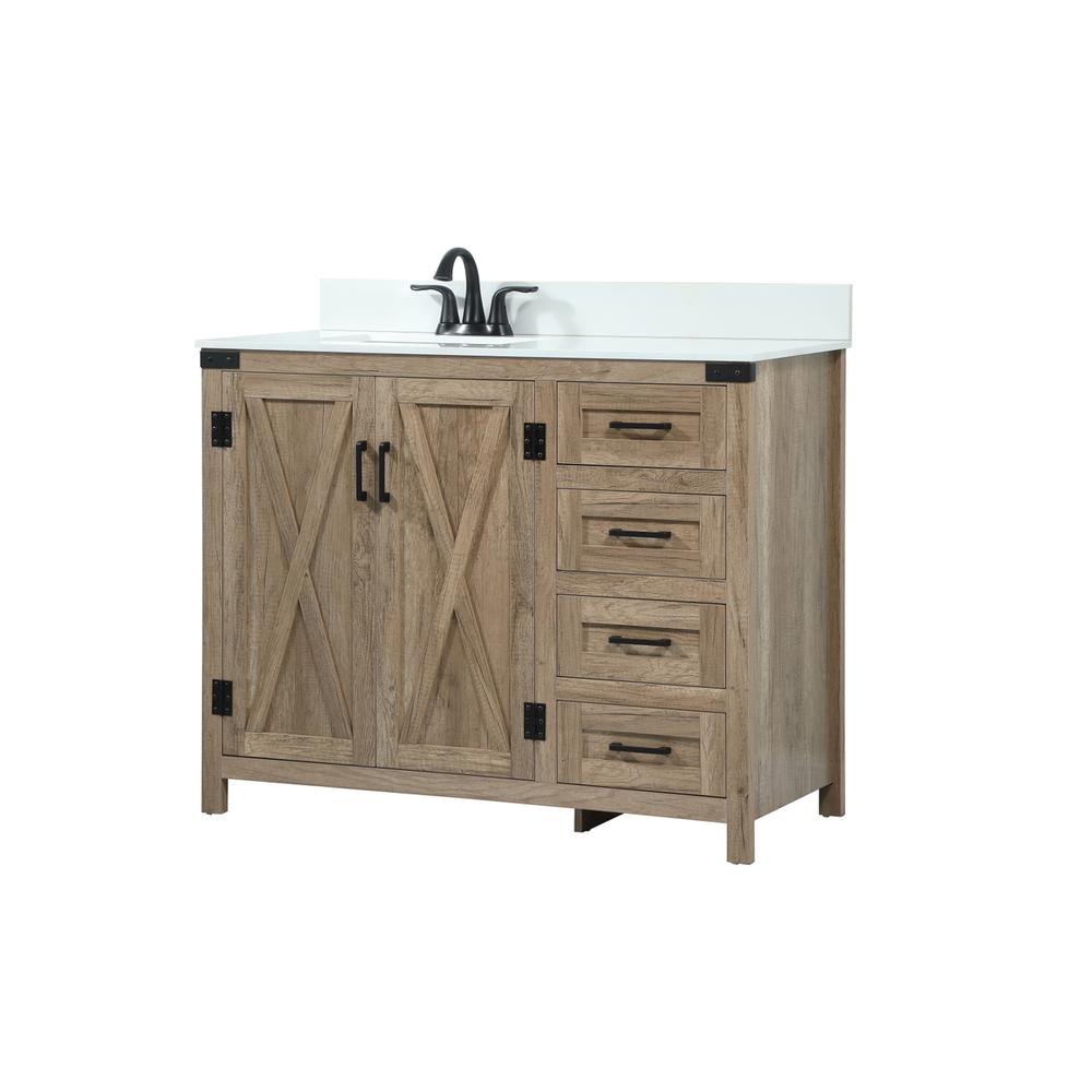 42 inch Single bathroom vanity in natural oak with backsplash. Picture 7
