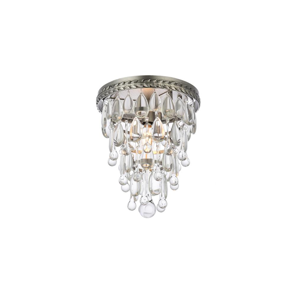 Nordic 1 light antique silver Flush Mount Clear Royal Cut Crystal. Picture 2