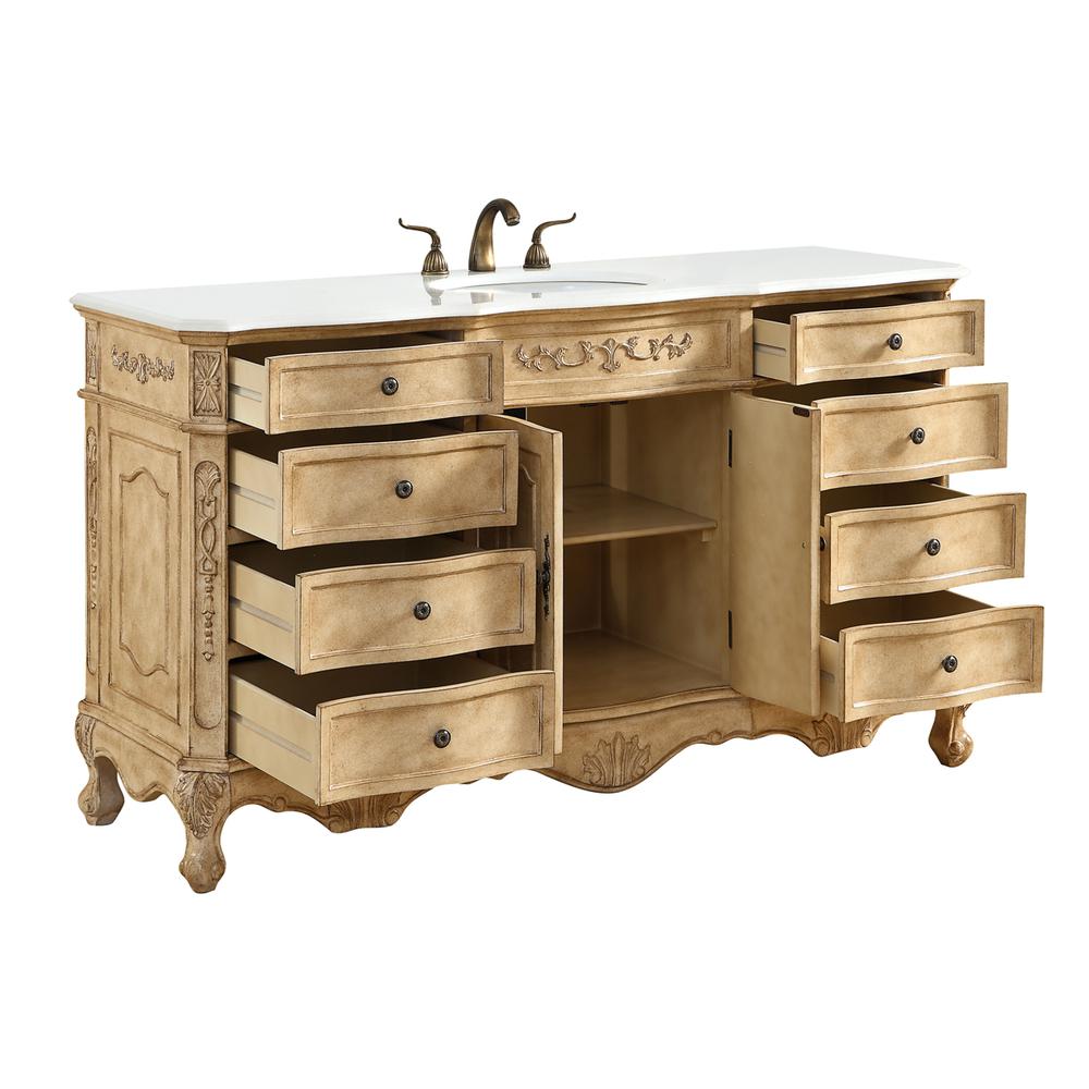 60 inch Single Bathroom vanity In Antique Beige. Picture 3