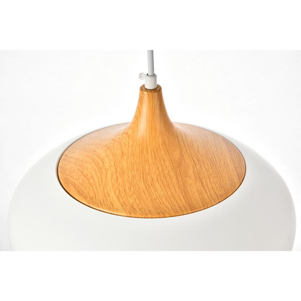 Nora Collection Pendant D11.5in H9in Lt:1 frosted white and natural wood finish. Picture 3