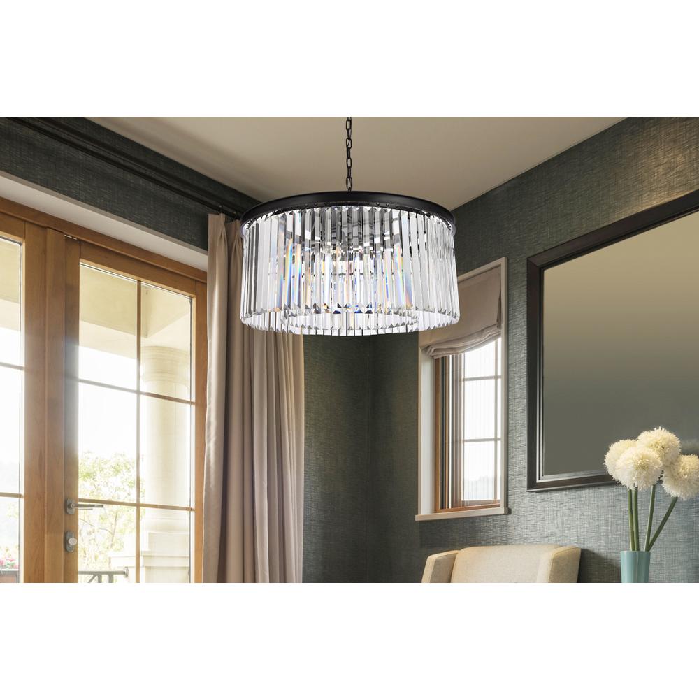 Sydney 8 light Matte Black Chandelier Clear Royal Cut Crystal. Picture 8