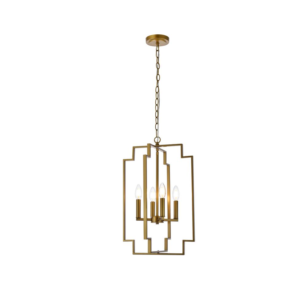 Rosenfeld 4 lights pendant in brass. Picture 1