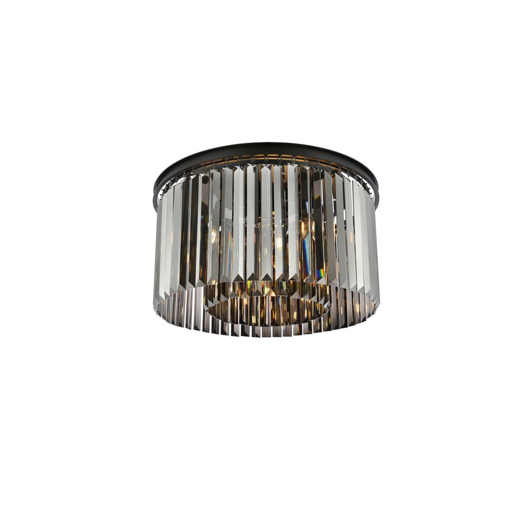 Sydney 8 light Matte Black Flush Mount Silver Shade (Grey) Royal Cut Crystal. Picture 2