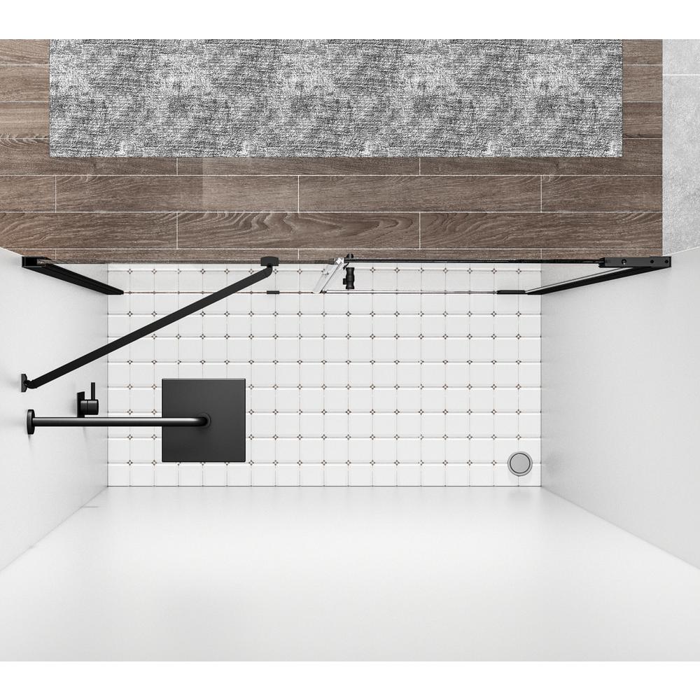 Semi-frameless hinged shower door 48 x 72 Matte Black. Picture 4