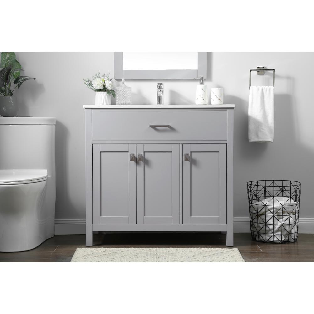 36 Inch SIngle Bathroom Vanity In Grey. Picture 14