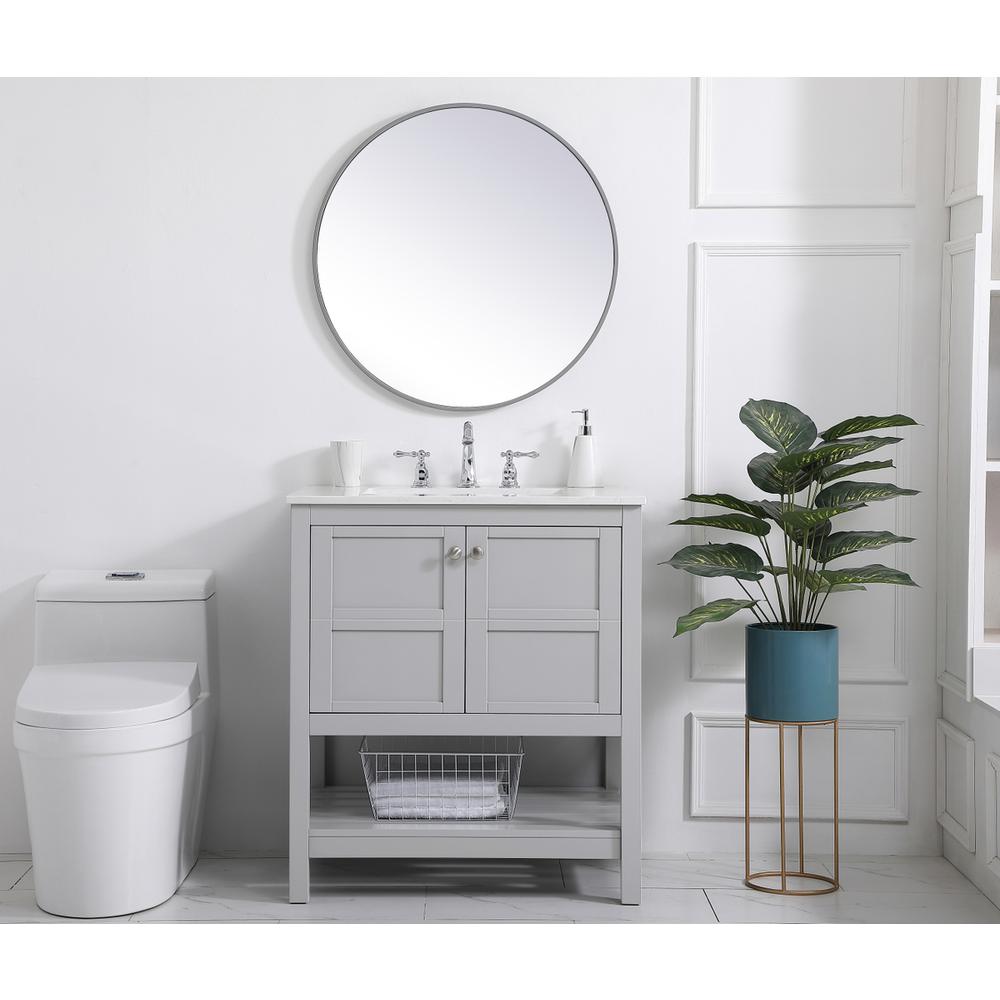 30 inch Single Bathroom Vanity in Gray. Picture 4