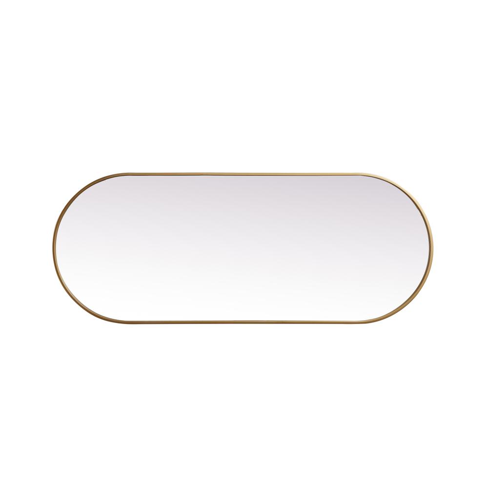 Metal Frame Oval Mirror 24x60 Inch in Brass. Picture 8