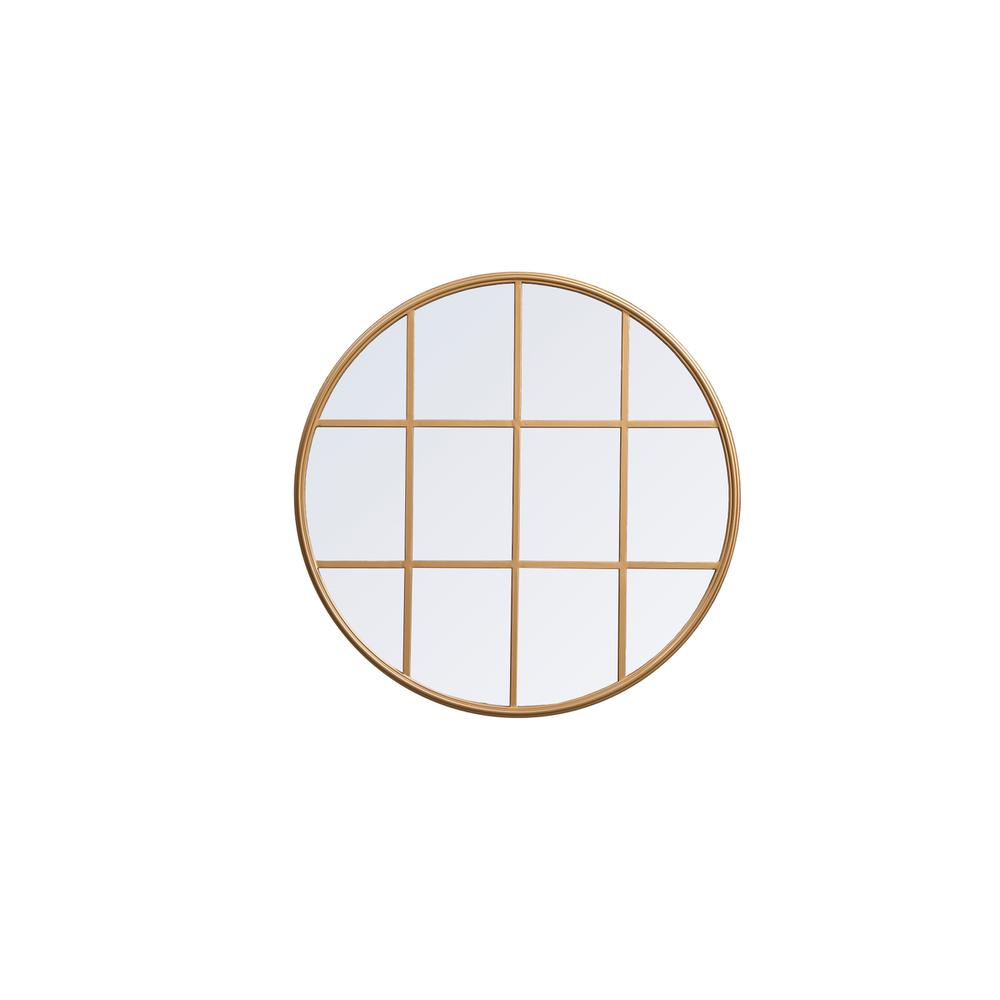 Metal windowpane mirror 32 inch x 32 inch in Brass. Picture 1
