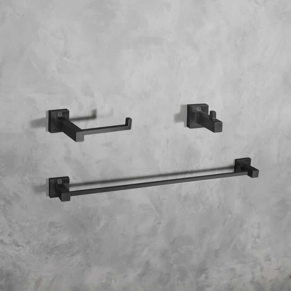 Isla 3-Piece Bathroom Hardware Set in Matte Black. Picture 2