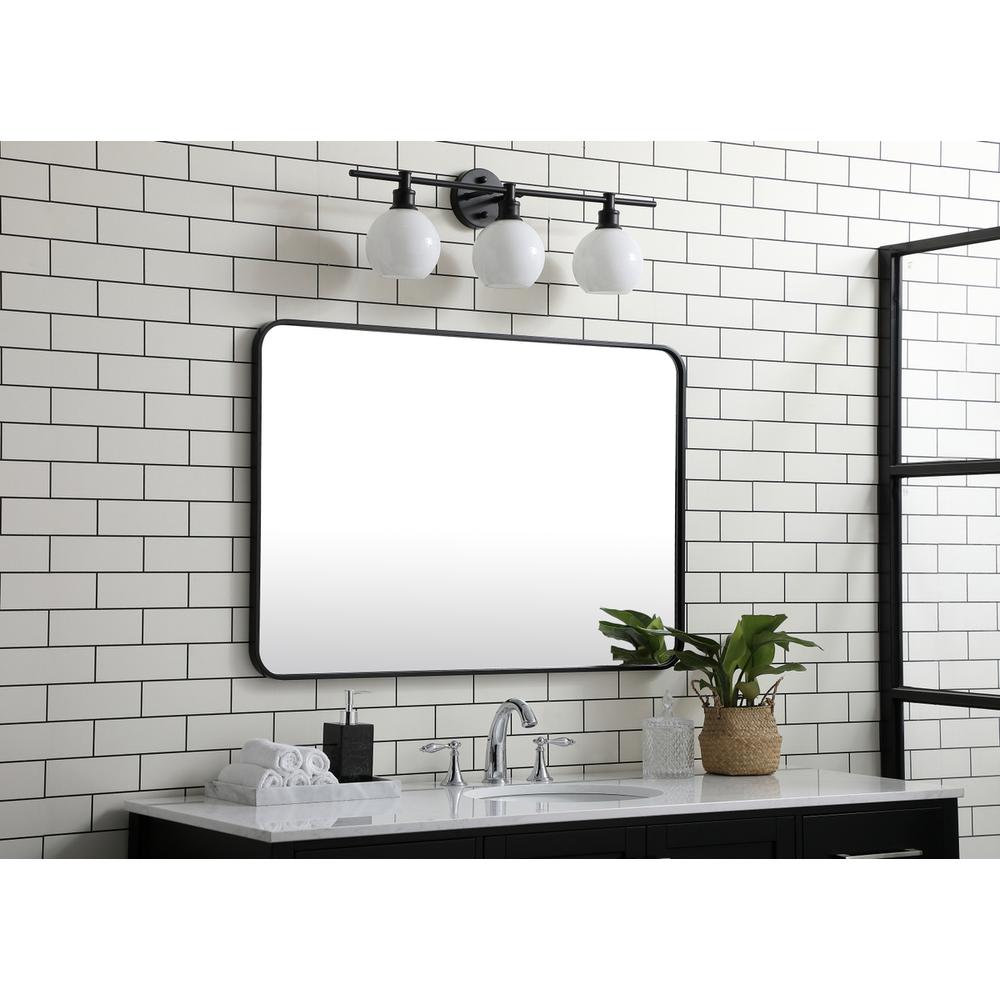 Soft corner metal rectangular mirror 27x40 inch in Black. Picture 2