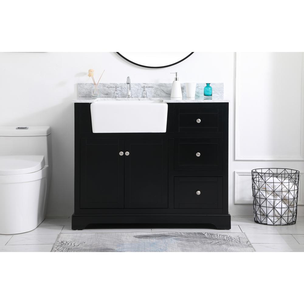 42 inch Single bathroom vanity in black with backsplash. Picture 14