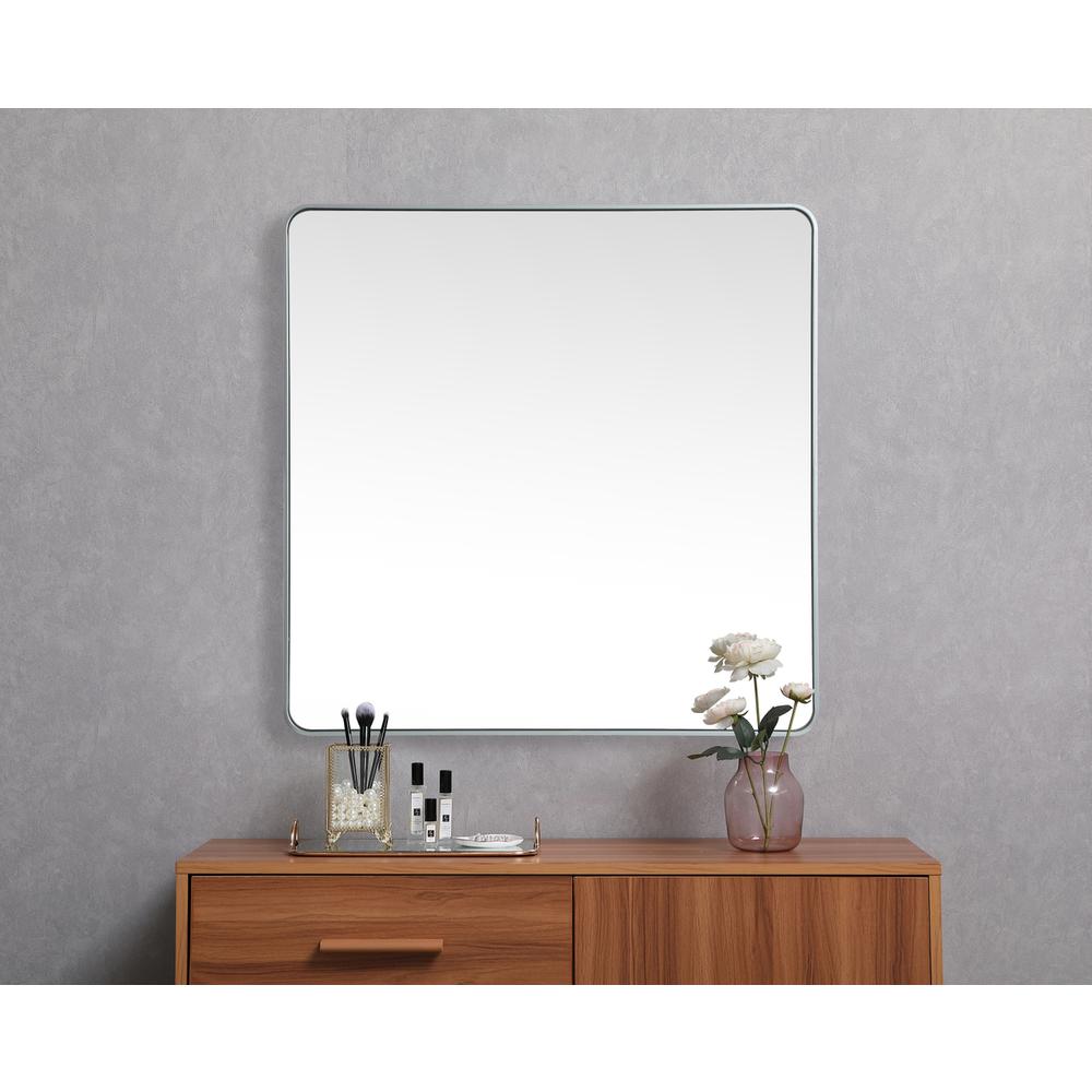 Soft corner metal square mirror 48x48 inch in Silver. Picture 3