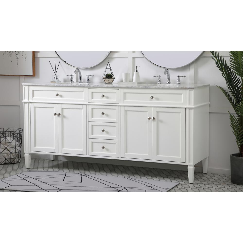 72 inch double bathroom vanity in white. Picture 2